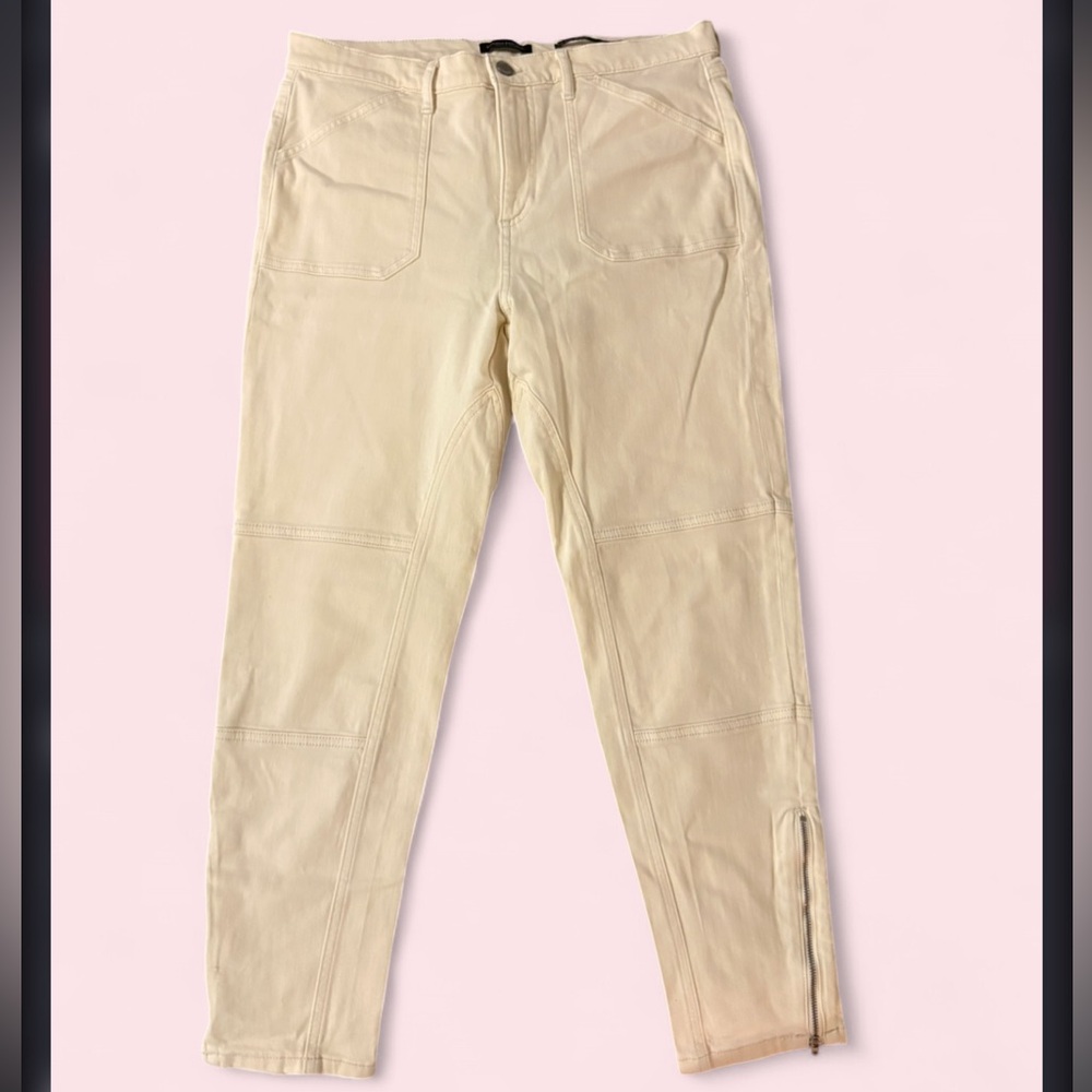 Banana Republic Mid-Rise Skinny Cream Ankle Zip Jeans Size 31